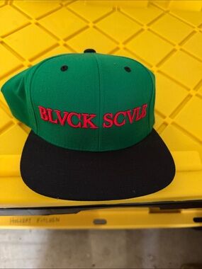 Black BLVCK SCVLE Green and Black Snapback Hat with Red Embroidery